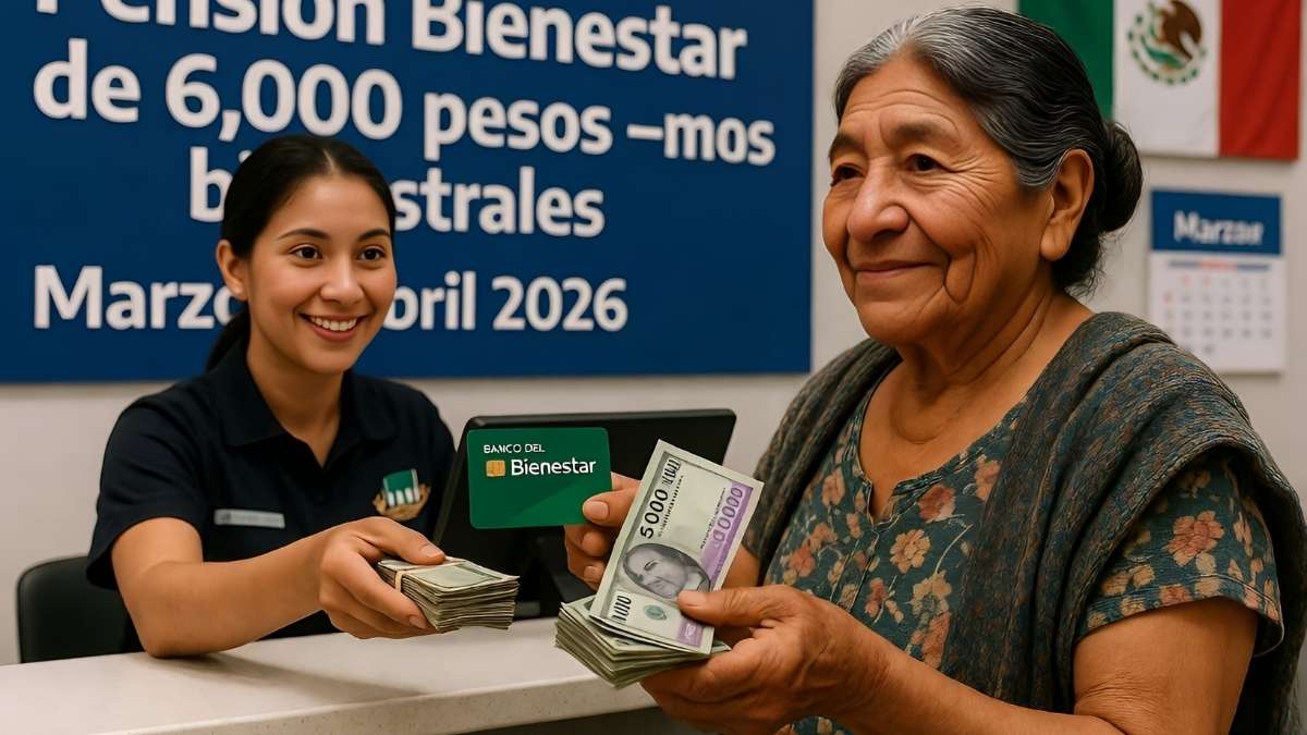 México marzo–abril 2026: Pensión Bienestar de 6,000 pesos bimestrales, quién la recibe y cómo cobrar en Banco del Bienestar