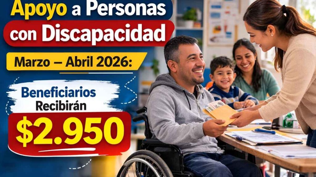 Apoyo a personas con discapacidad marzo–abril 2026: beneficiarios recibirán $2.950 bimestrales tras inscripción en Bienestar con depósito el 10 de marzo