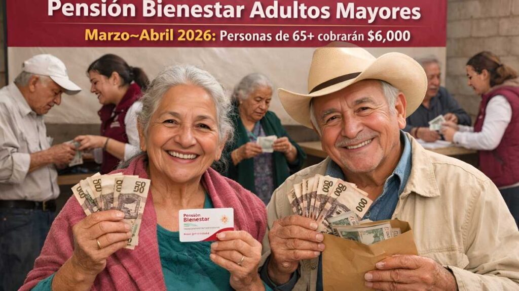 Pensión Bienestar adultos mayores marzo–abril 2026: personas de 65+ cobrarán $6.000 bimestrales con registro en padrón y pagos desde el 2 de marzo
