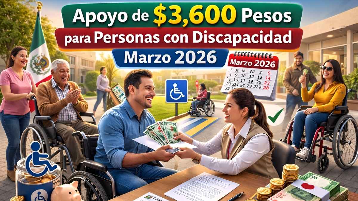 apoyo de 3.600 pesos para personas con discapacidad en marzo 2026, requisitos y fecha de depósito